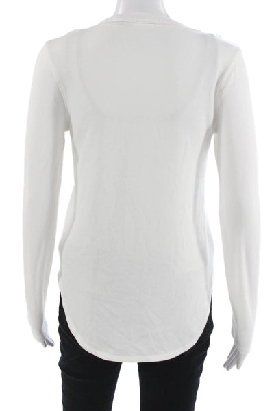 Splendid Womens White 100% Wool V Neck Long Sleeve Basic T Shirt Size XS