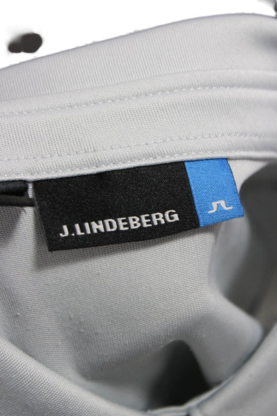 J. Lindeberg Womens Gray Striped Jersey Polo Collared Short Sleeve Size S