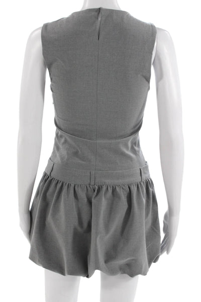 Zara Women Overall Dress Gray Sleeveless Round Neck Zip Mini Size XS