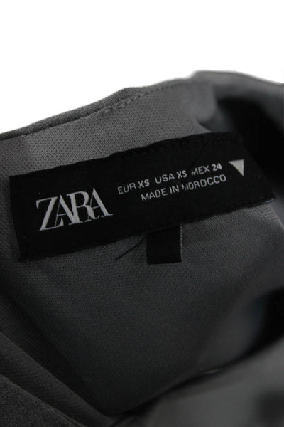 Zara Women Overall Dress Gray Sleeveless Round Neck Zip Mini Size XS