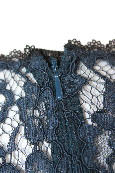 Alexis Women Blue Lace Boat Neck Long Sleeve Bodysuit Size XS