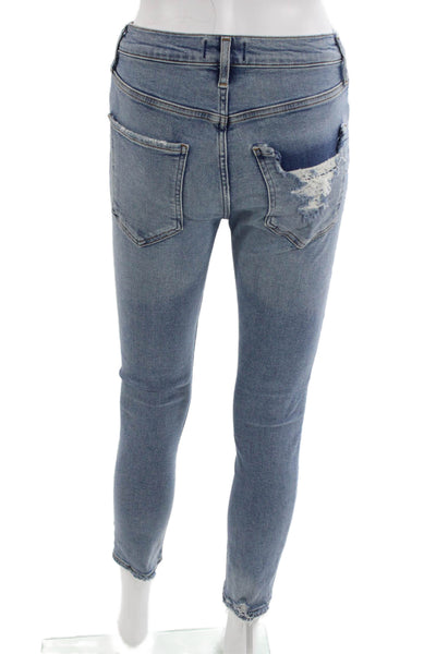 Agolde Womens Ankle Cropped Skinny Jeans Light Blue High Rise Size 26