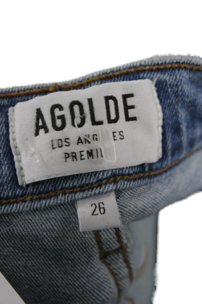 Agolde Womens Ankle Cropped Skinny Jeans Light Blue High Rise Size 26