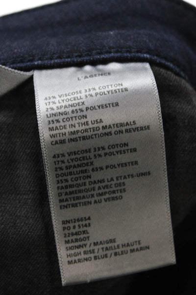 L'Agence Women Ankle Skinny High Rise Dark Blue Jeans Size 34