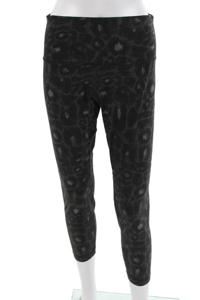 Lululemon Women Cropped Leopard Print Black Leggings Size 12