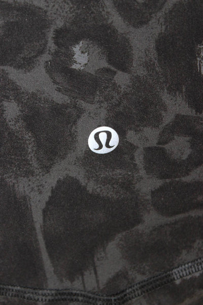 Lululemon Women Cropped Leopard Print Black Leggings Size 12