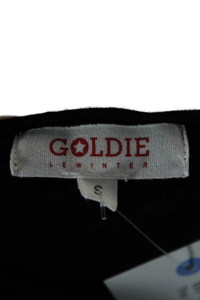 Goldie Womens Basic Black Pima Cotton Crew Neck Cap Sleeve T-Shirt Size S