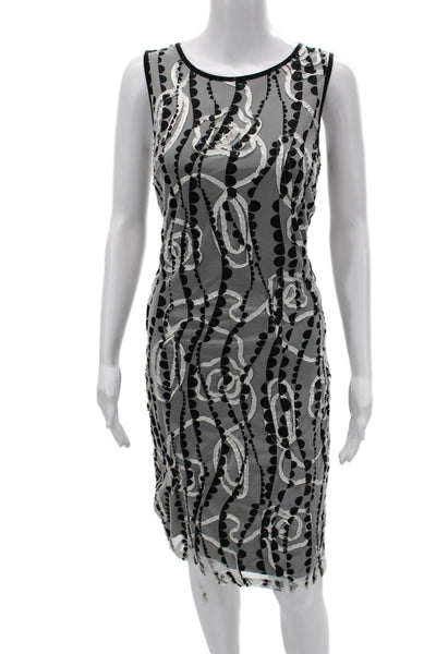 Frank Lyman Women Sheath Tank Dress Black Floral Sleeveless Mid Calf Size 8