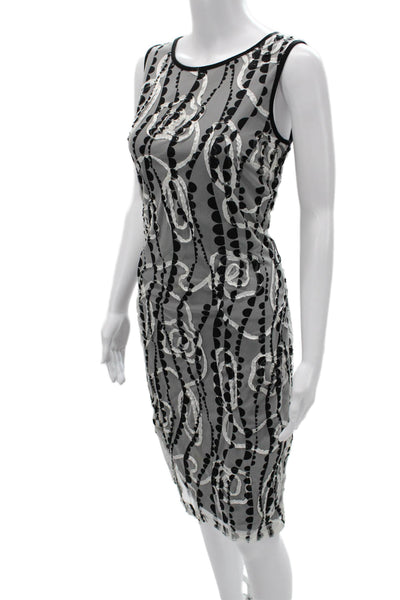 Frank Lyman Women Sheath Tank Dress Black Floral Sleeveless Mid Calf Size 8