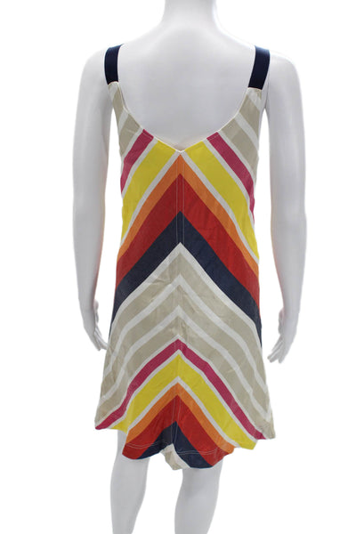 Trina Turk Women Slip Dress Multi Color Striped V-Neck Sleeveless Short Size S
