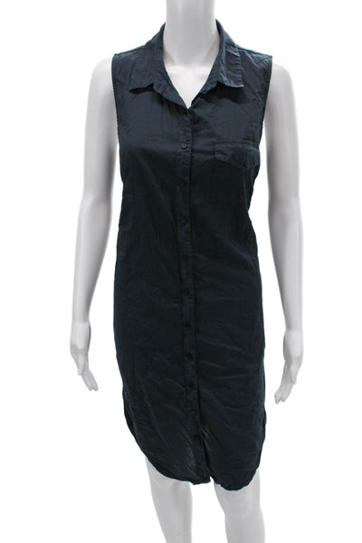 Three Dots Womens Shirt Dress Dark Blue Sleeveless Size M