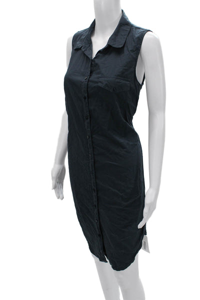 Three Dots Womens Shirt Dress Dark Blue Sleeveless Size M