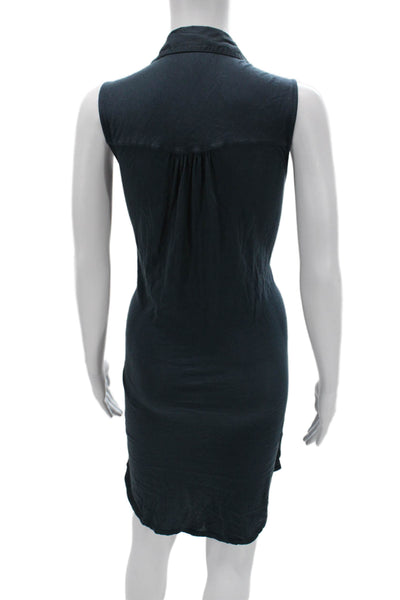 Three Dots Womens Shirt Dress Dark Blue Sleeveless Size M