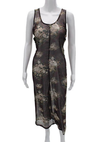 Yoneda Kasuko Women Slip Dress Black Floral Polyester Size 44