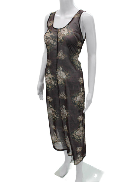 Yoneda Kasuko Women Slip Dress Black Floral Polyester Size 44