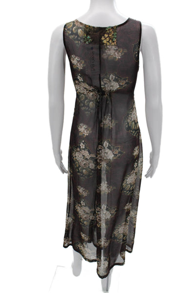 Yoneda Kasuko Women Slip Dress Black Floral Polyester Size 44