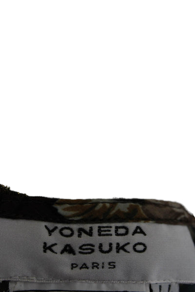 Yoneda Kasuko Women Slip Dress Black Floral Polyester Size 44