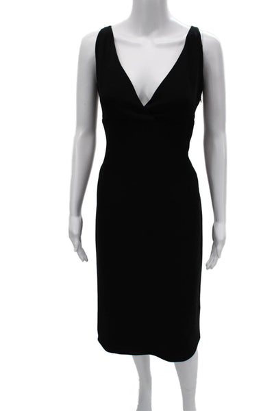 Banana Republic Women Black Sheath Dress V-Neck Sleeveless Knee-Length Size 6