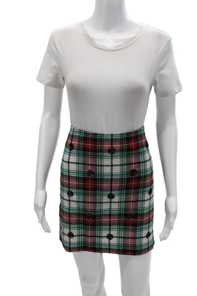 Vineyard Vines Women Plaid Pencil Mini Skirt Black Wool Blend Size 6