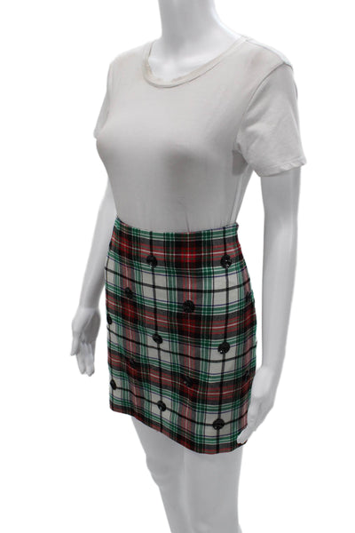 Vineyard Vines Women Plaid Pencil Mini Skirt Black Wool Blend Size 6