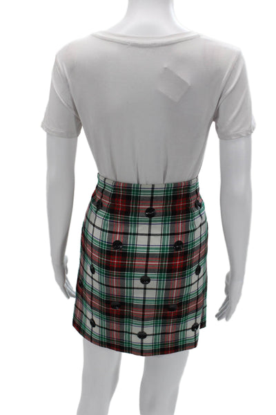 Vineyard Vines Women Plaid Pencil Mini Skirt Black Wool Blend Size 6