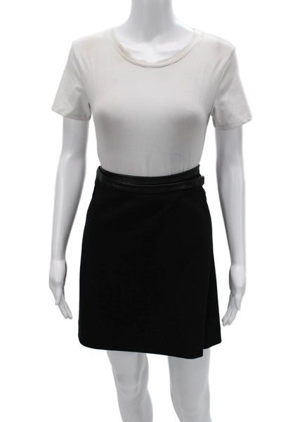 BE Women A-Line Wrap Skirt Black Wool Blend Short Size M