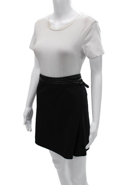 BE Women A-Line Wrap Skirt Black Wool Blend Short Size M