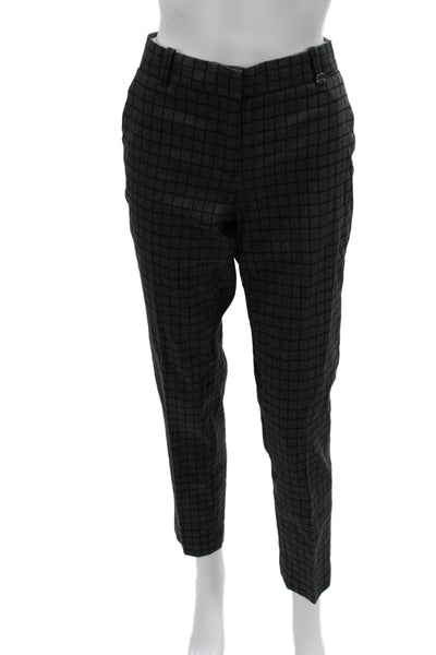 Brooks Brothers Womens Ankle Dress Pants Dark Gray Check Size 4