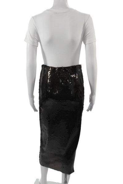 Zara Women Straight Pencil Skirt Black Midi 95% Polyester 5% Elastane Size S