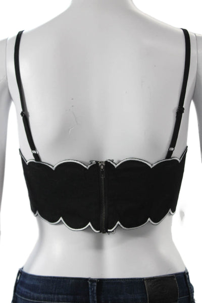 Wayf Womens Cropped Camisole Black Cotton Spandex Zip Size XS
