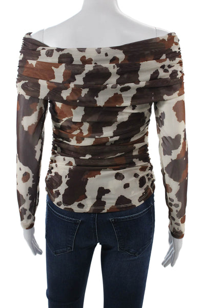 Maeve Anthropologie Women Camouflage Long Sleeve Top Brown Size XS