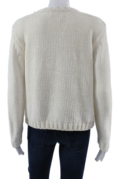 Bella Dahl Unisex Pullover Sweater White Crewneck Long Sleeve Polyester Size XS