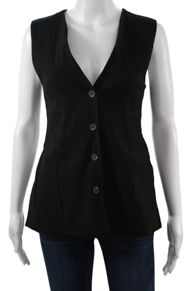Zara Womens Classic V Neck Button Sleeveless Black Vest Size S