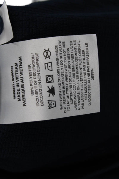 Nike Women Polo Top Dark Blue Collared Button Short Sleeve Polyester Size S