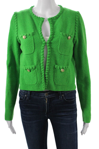J Crew Women Green Cardigan Long Sleeve Button Round Neck Size XS