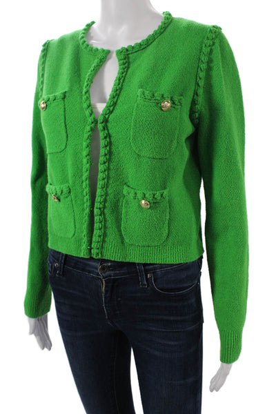 J Crew Women Green Cardigan Long Sleeve Button Round Neck Size XS