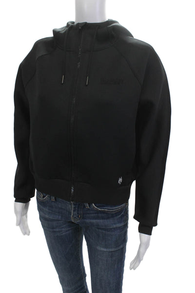 Greyson Unisex Full-Zip Hoodie Black High Neck Drawstring Long Sleeve Size S