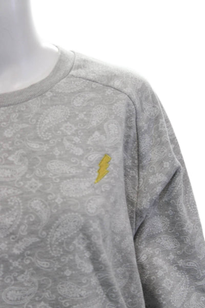 Aqua Womens Pullover Sweatshirt Gray Paisley Crewneck Long Sleeve Size L