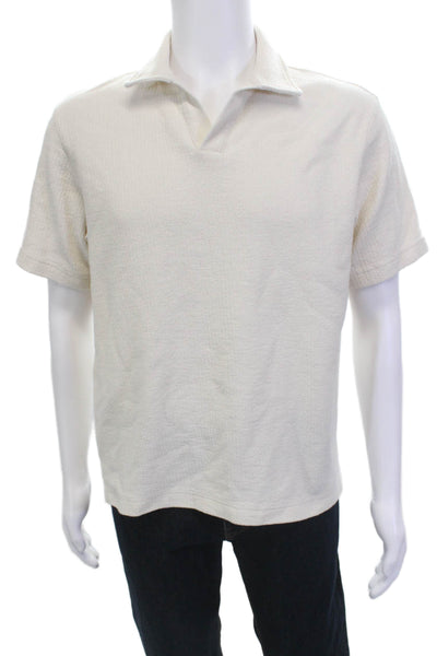 MNG Mens Classic Collared Short Sleeve Beige Polo Size M