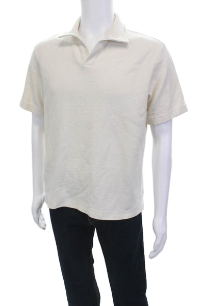 MNG Mens Classic Collared Short Sleeve Beige Polo Size M