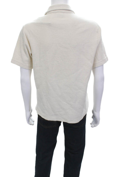 MNG Mens Classic Collared Short Sleeve Beige Polo Size M