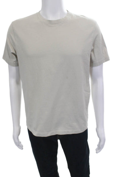 Zara Mens Beige Cotton Short Sleeve Crew Neck Solid T-Shirt Size M