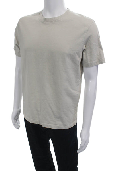 Zara Mens Beige Cotton Short Sleeve Crew Neck Solid T-Shirt Size M