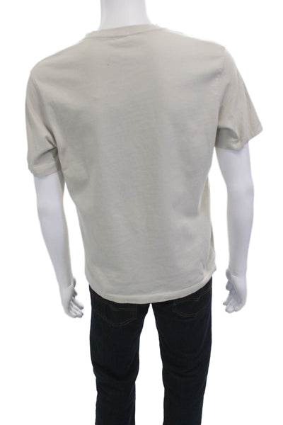 Zara Mens Beige Cotton Short Sleeve Crew Neck Solid T-Shirt Size M