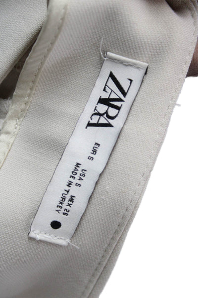 Zara Unisex Chino Shorts Beige Polyester Viscose Elastane Zip Size S