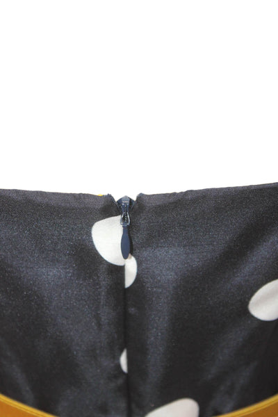 Eliza J Women A-Line Sundress Black Polka Dot Square Neck Knee Length Size 2