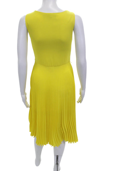 Eva Franco Womens Fit & Flare Dress Yellow Sleeveless Round Neck Size 4