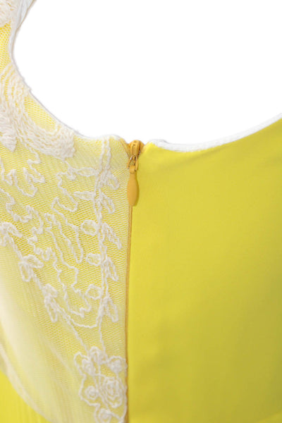 Eva Franco Womens Fit & Flare Dress Yellow Sleeveless Round Neck Size 4