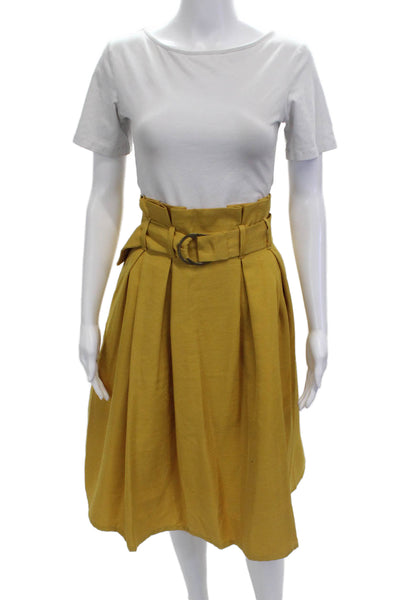Jealous Tomato Women A-Line Pleated Yellow Skirt Size M