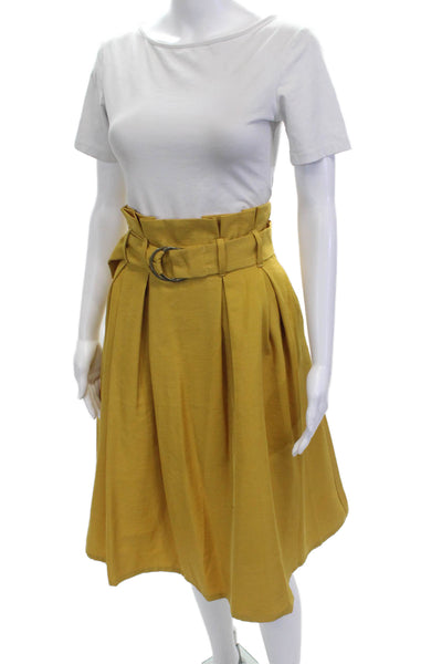Jealous Tomato Women A-Line Pleated Yellow Skirt Size M